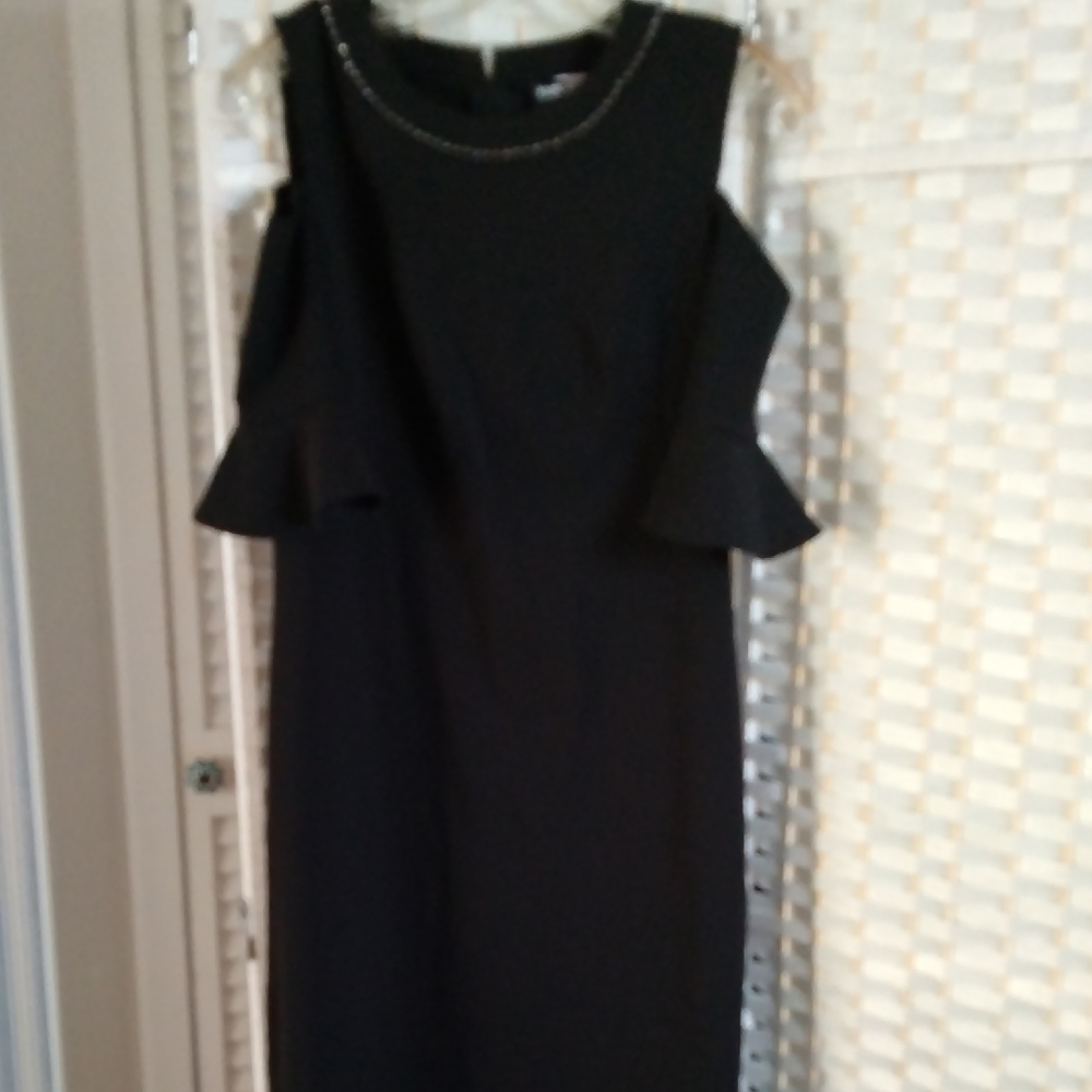 Elegant Black Dress with Ruffle Sleeves
